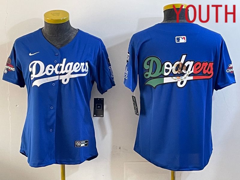 Youth Los Angeles Dodgers Blank Blue Game 2024 Nike MLB Jersey style 12057